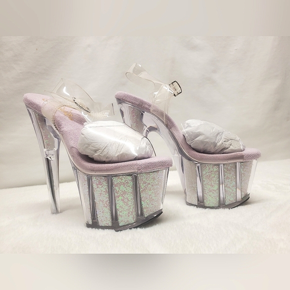 Nwt Blacklight Pleaser Clear and Purple Platform Heels - Picture 1 of 4